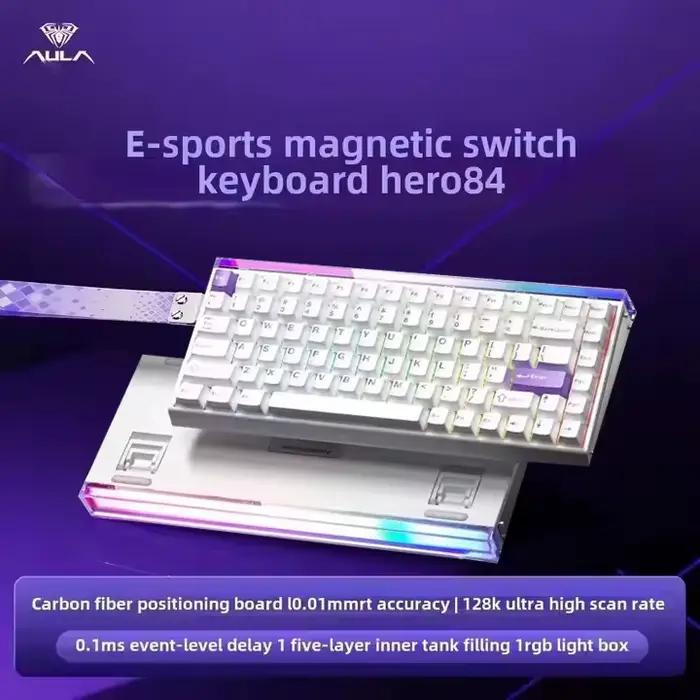 Clavier de jeu magnétique AULA HERO84HE, 84 touches, 8K RT, clavier mécanique filaire RGB à commutat
