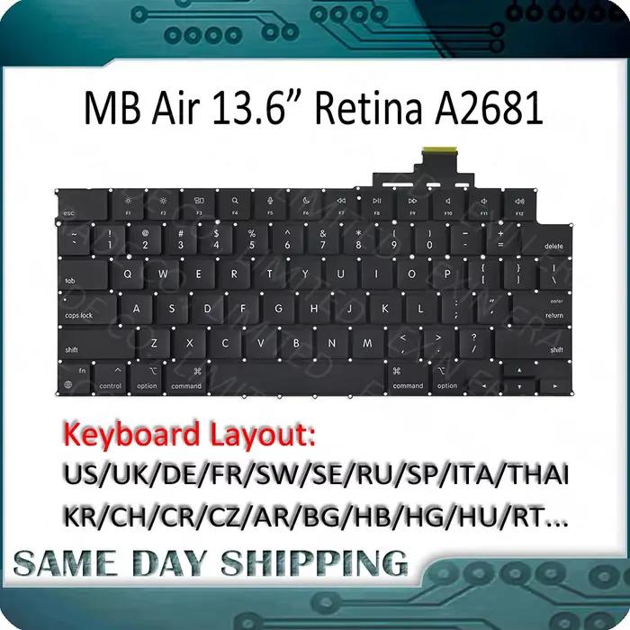 Nouveau clavier d'ordinateur portable A2681 pour MacBook Air M2 13.6 "Retina A2681 clavier US UK ang