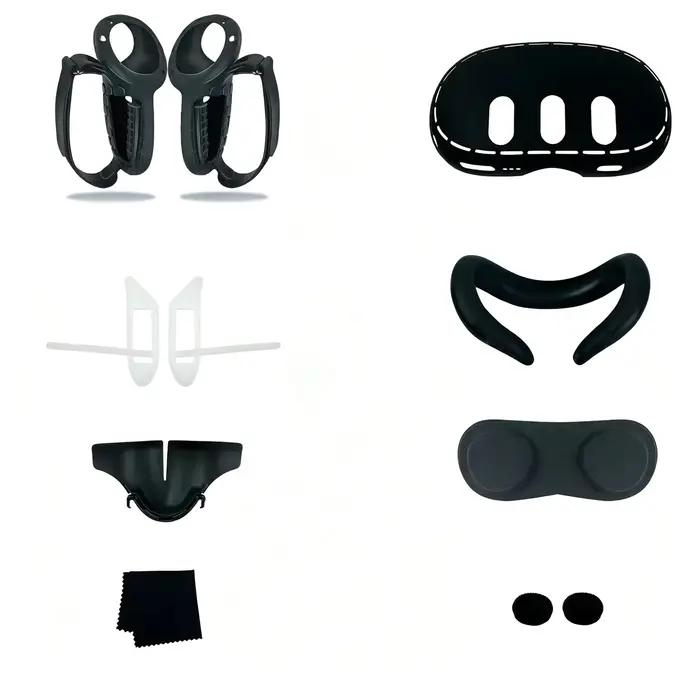 Ensemble d'accessoires entièrement en silicone pour Meta Quest 3 | Poignées de manette, coque de c