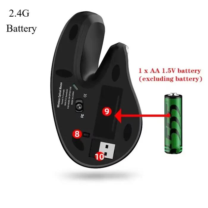Souris ergonomique sans fil 2.4GHz, pour ordinateur portable, Macbook, téléphone portable, optique v