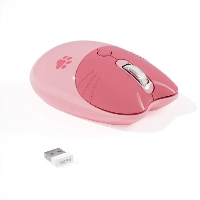 Souris sans fil double mode MOFii M3DM Pink Cat, connexion double 2.4G Bluetooth, souris optique por