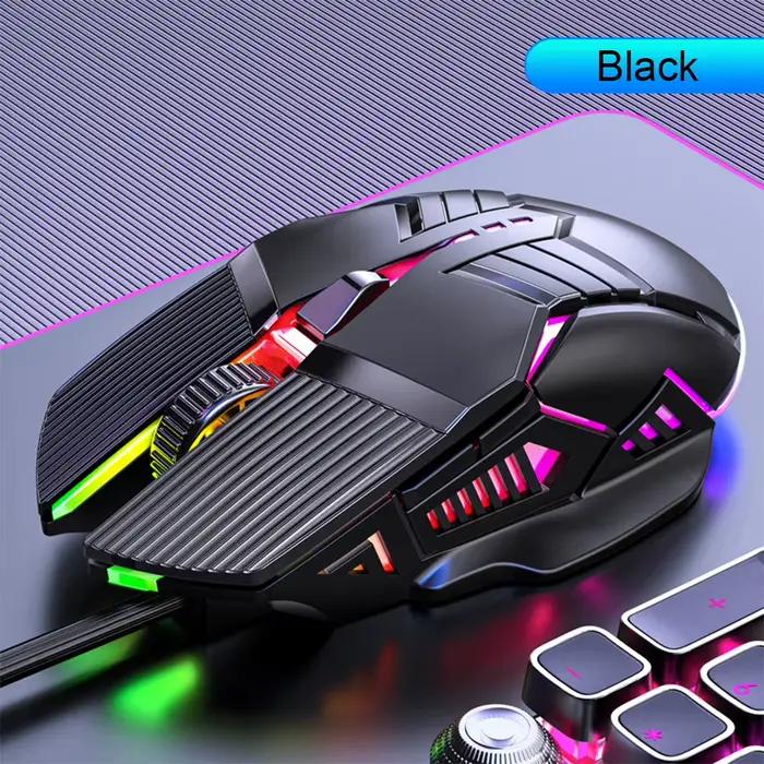 Souris de jeu filaire ergonomique 3200 ug I, USB, rétroéclairée RVB, 6 boutons LED, silencieuse, pou