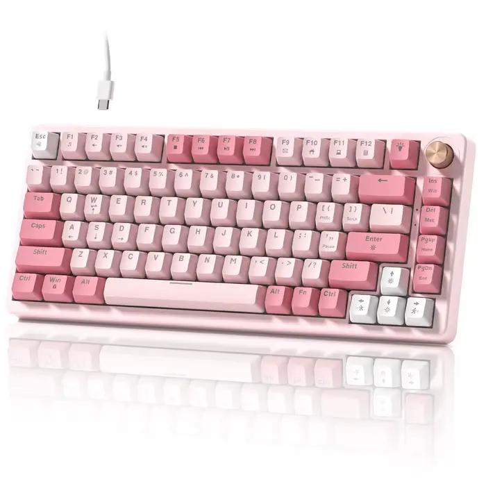 Womier VK75 clavier mécanique filaire rétro rose clavier échangeable à chaud personnalisé pour ordin