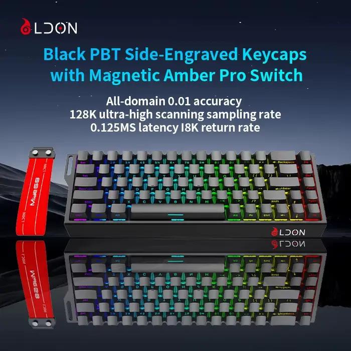 Clavier mécanique professionnel LDON MD68 Pro avec touches PBT et charnières magnétiques, déclenchem