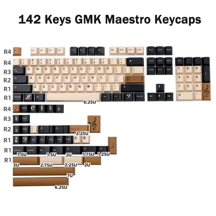 Capuchons de clavier GMK Maestro 142 touches, profil Cherry, PBT, Sublimation, clavier mécanique pou