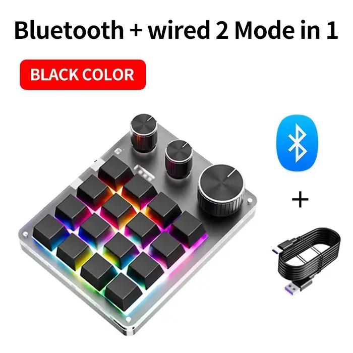 Programmation sans fil Bluetooth Macro personnalisé 16 touches 3 boutons clavier 3 Modes rvb copier