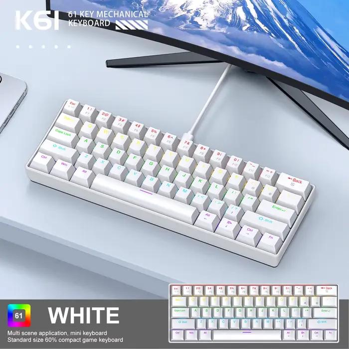 APAYADO K61 Mini clavier mécanique, filaire, 61 touches, Phantom RGB, interrupteur mécanique noir/bl