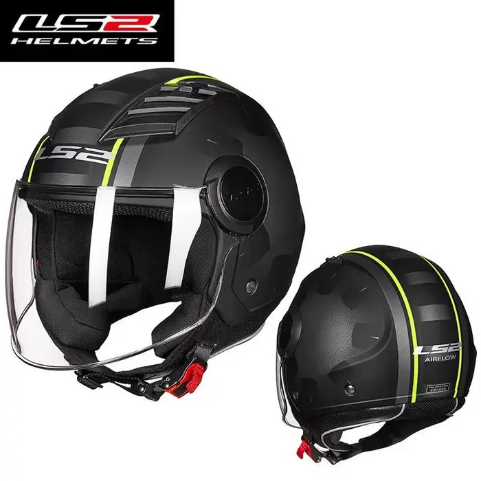 Casque LS2 pour homme et femme, demi-casque de moto, grande taille, casque rigide pour véhicule élec