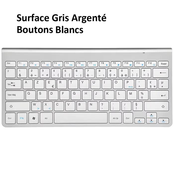 Clavier sans fil ultra fin AZERTY, clavier multimédia français, faible bruit, fonctionne avec des pi