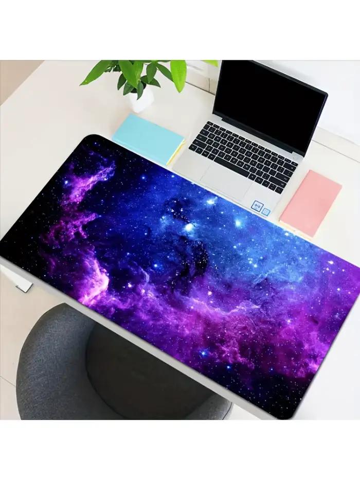 Tapis de souris de jeu Dreamy Purple Sky Anime, caoutchouc durable, base coordonnante, bords cousus,