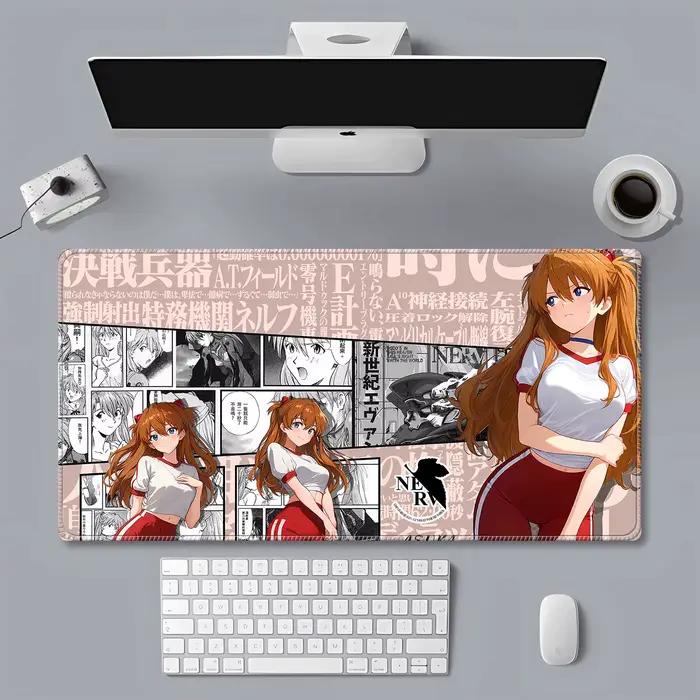 Tapis de souris Neon Genesis Evangelion Asuka Rei Ayanami, grand tapis de bureau Anime antidérapant