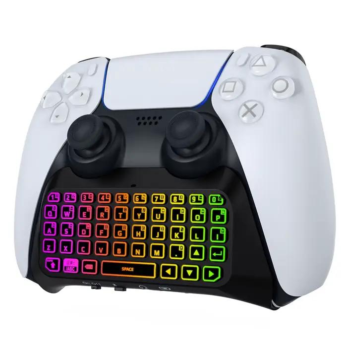 Clavier rétroéclairé rvb pour manette PS5, Mini manette de jeu sans fil Bluetooth Chatpad pour Plays