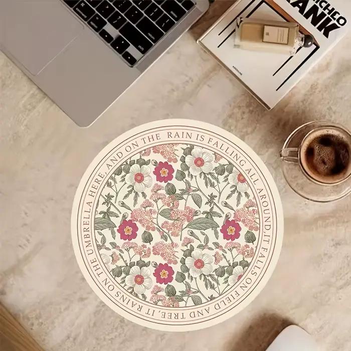 Tapis de souris rond mignon avec base en caoutchouc antidérapante, tapis de bureau portables, ordina