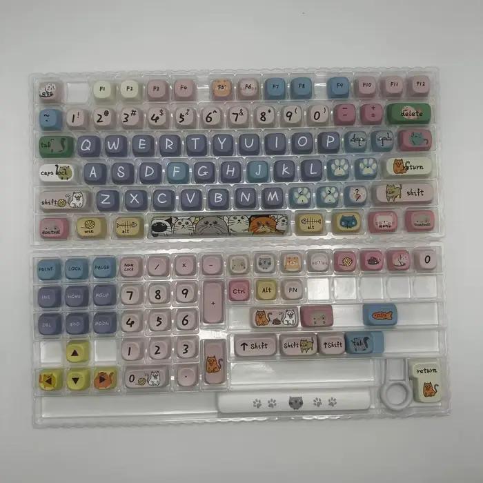 Capuchons de touches MOA en PBT, motif chat et souris mignons, pour clavier mécanique