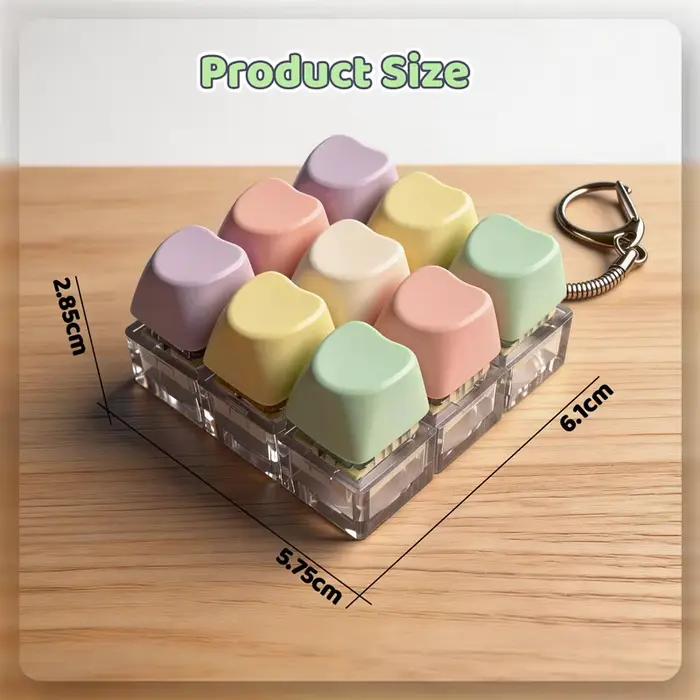 Porte-clés clavier fidget en forme de cœur à 9 touches