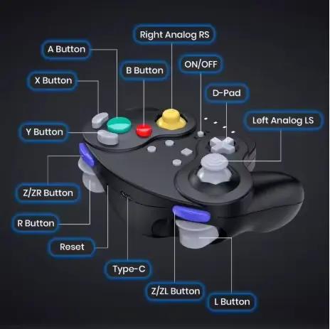 Manette de jeu Bluetooth compatible avec Nintendo Switch 2 - Joystick pour PC Steam Android avec fonction Turbo