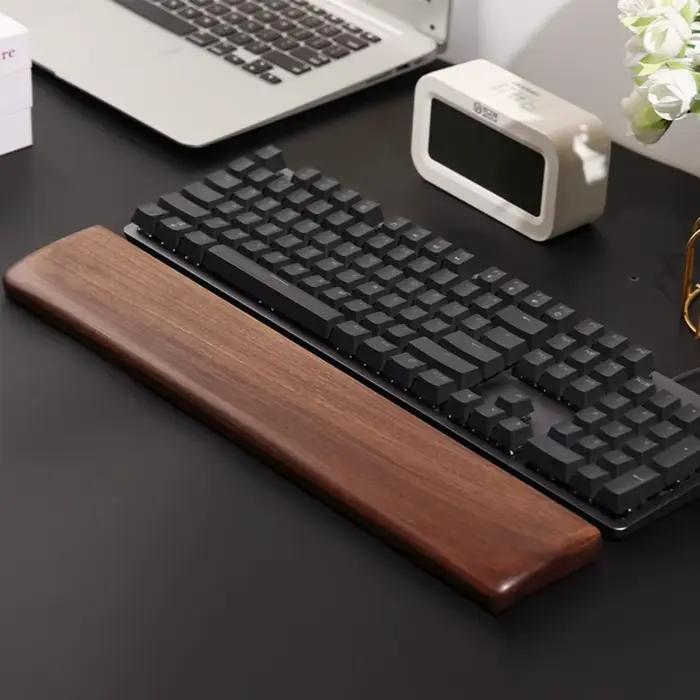 Repose-poignet en noyer noir ergonomique pour clavier mécanique compatible avec de nombreux modèles d'ordinateurs de bureau et portables pour une utilisation confortable et esthétique