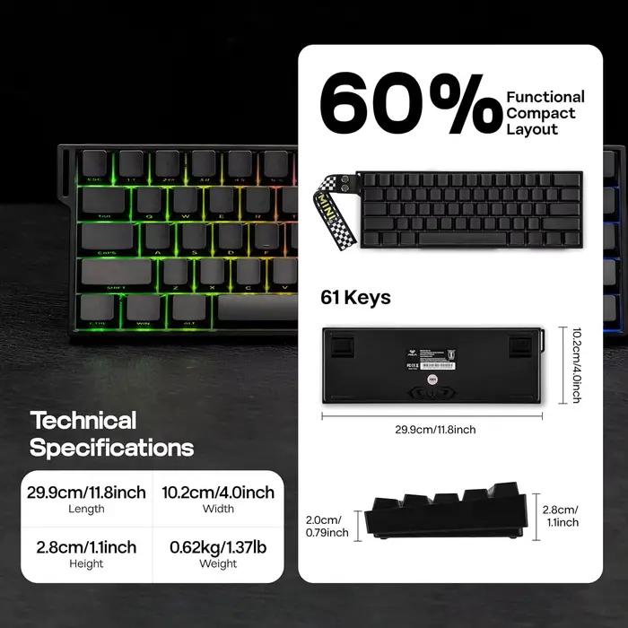 AULA Mini60 HE/Pro/Max 60% clavier à interrupteur magnétique rvb Tri Mode
