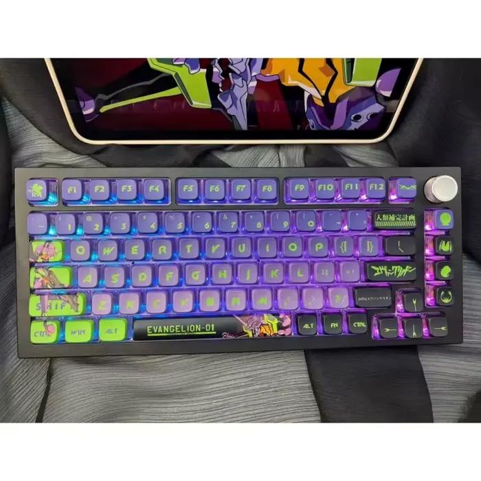 Clavier mécanique à axe croisé avec touches PBT à sublimation sur le thème de l'anime Neon Genesis Evangelion Unit-01
