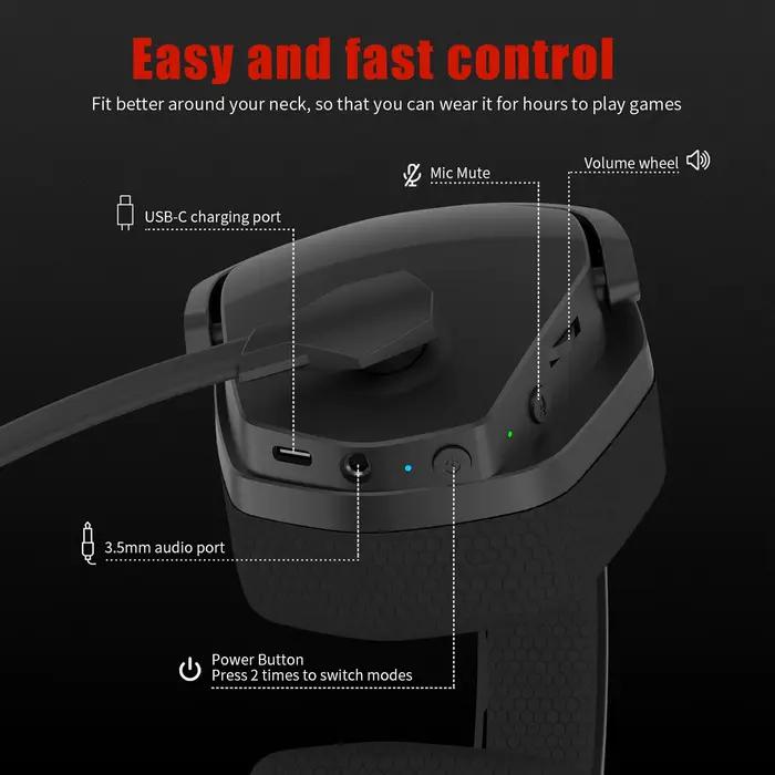 Casque de jeu sans fil NUBWO G06 avec microphone pour PS5