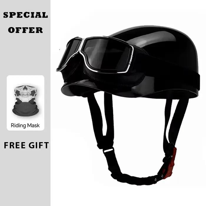 Béret japonais casquette casque rétro Vintage corée demi visage casque de Moto hommes femmes Scooter Cruiser équitation Cascos équipement de Moto