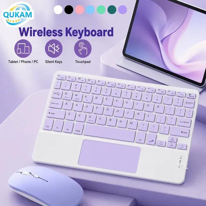 Clavier et souris sans fil Bluetooth avec pavé tactile, format de poche, longue durée de vie de la batterie, pour iPad, téléphone Xiaomi, tablette multilingue occassions spéciales et quotidienne