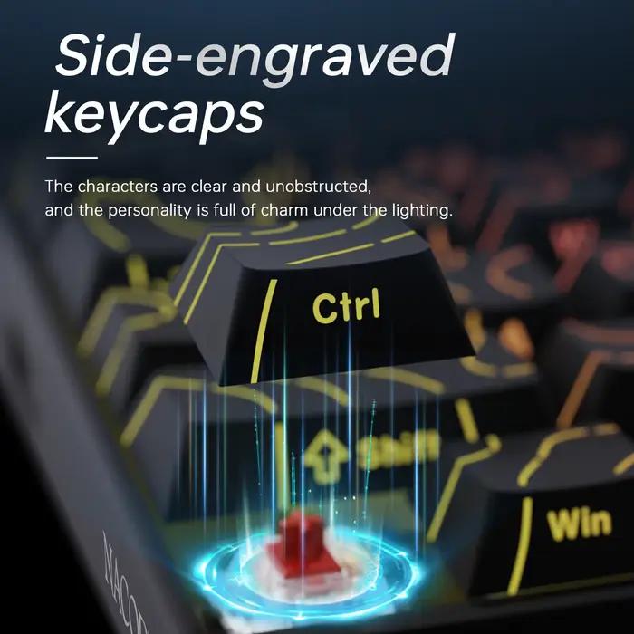 Nouveau Ajazz Nacodex Nk68 clavier mécanique Terrain keycap barre lumineuse Rgb 68 touches filaire bureau de jeu