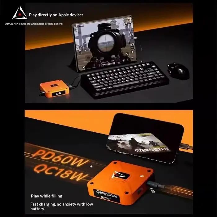 AIMZENIX AX360M est compatible avec le convertisseur clavier et souris Apple iOS PUBG Throne pour tous les systèmes et jeux.