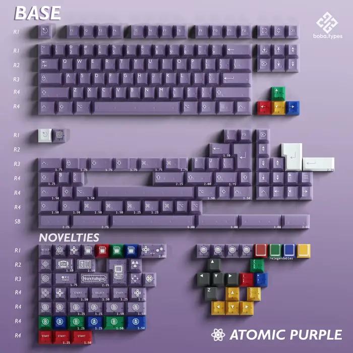Kit de touches clavier KBDfans Atomic Purple en ABS avec tapis de bureau texturé pour un bureau ludique et professionnel