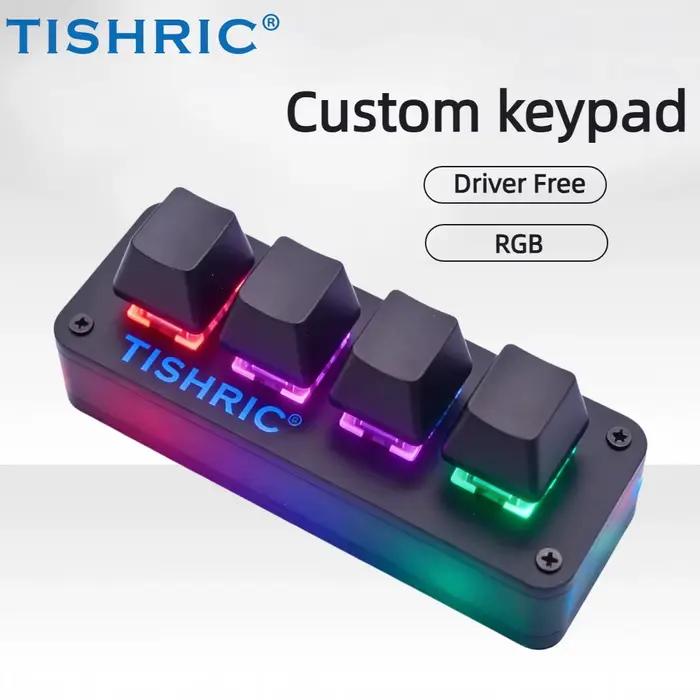 Clavier mécanique USB TISHRIC RGB personnalisé 3/6 touches 1 bouton rotatif