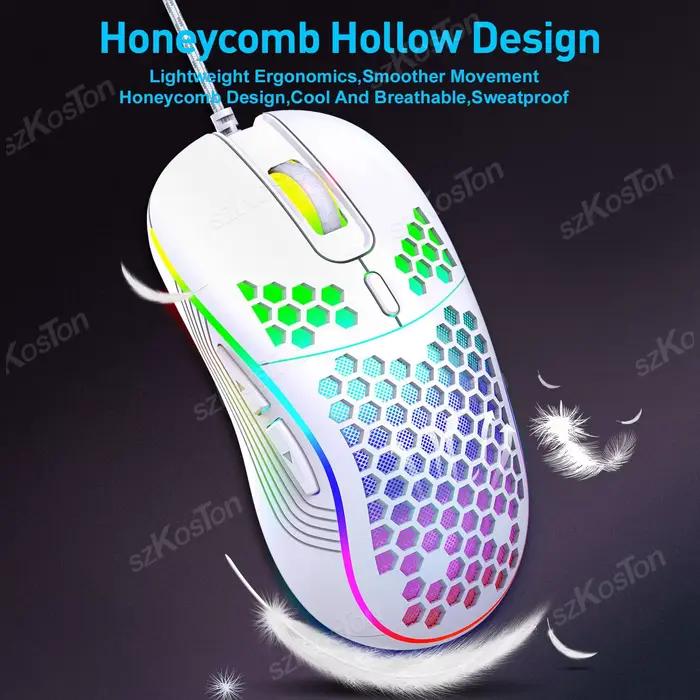 Souris de jeu filaire Honeycomb avec rétroéclairage RGB