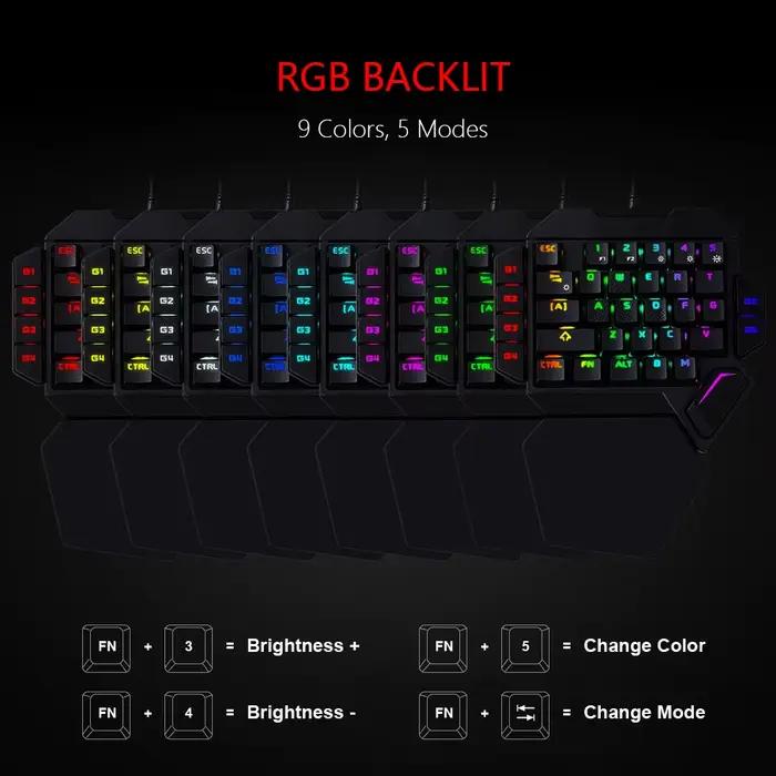 Mini clavier de jeu mécanique à une main K50 rvb rétro-éclairé Portable