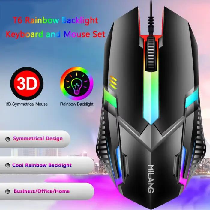 Clavier et souris filaires rétroéclairés arc-en-ciel