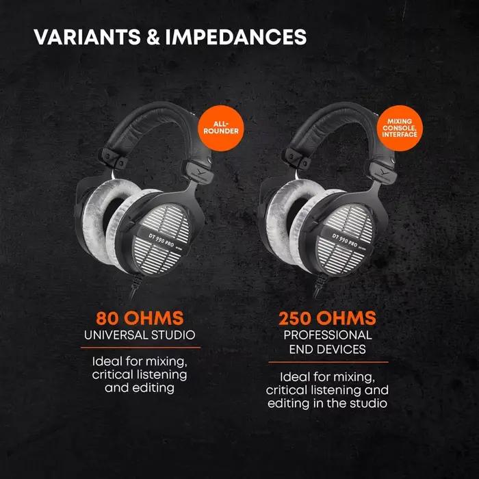 Casque de studio Beyerdynamic DT 990 PRO à conception ouverte avec audio haute résolution pour le mixage et le mastering Dt990 Pro