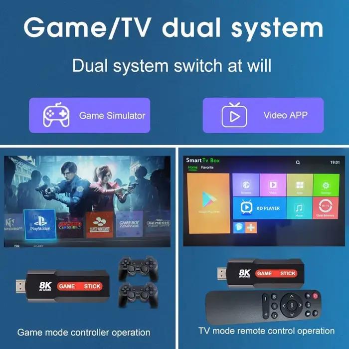 Console de jeu X2 Game Stick HD 4K 8K 3D avec deux manettes sans fil