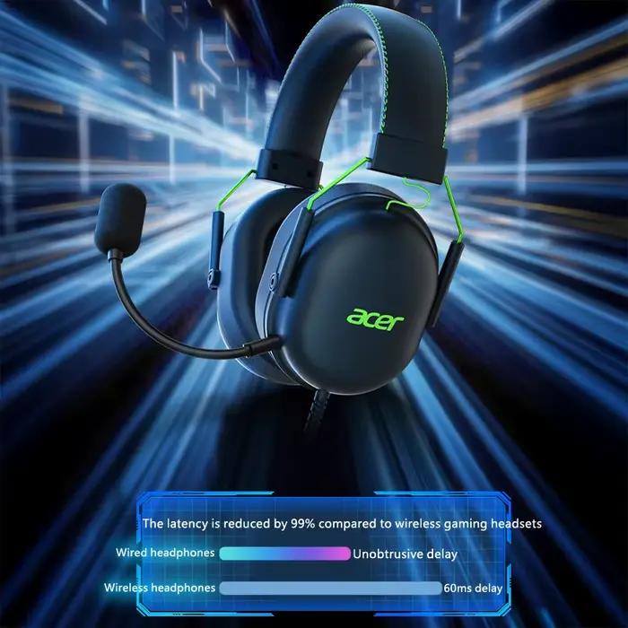 2025 Acer Gaming Casque OHW200 7.1 Surround Sound Wired USB Casques Gamer avec micro suppression du bruit