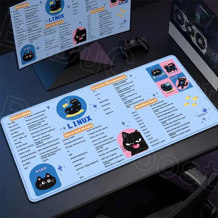 Tapis de souris LINUX XXL avec raccourcis clavier anglais