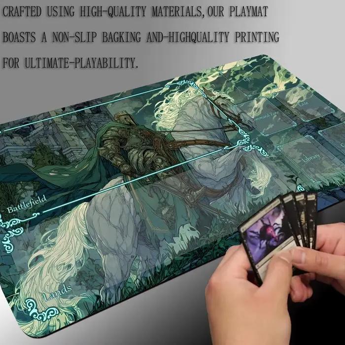 Tapis de jeu MTG style Ukiyo-e avec motif chevalier et cheval blanc