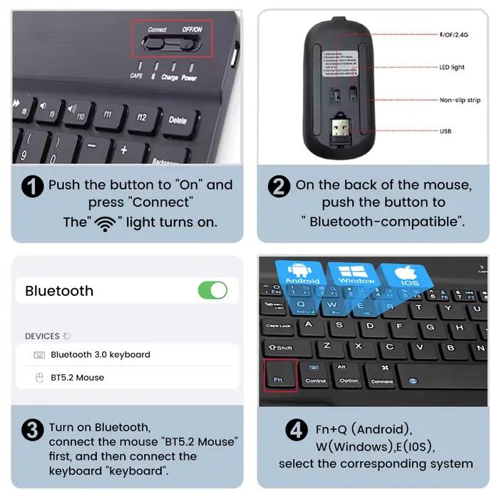 Clavier sans fil espagnol français azerty russe coréen avec N Mini Bluetooth pour iPad Mac tablette PC téléphone