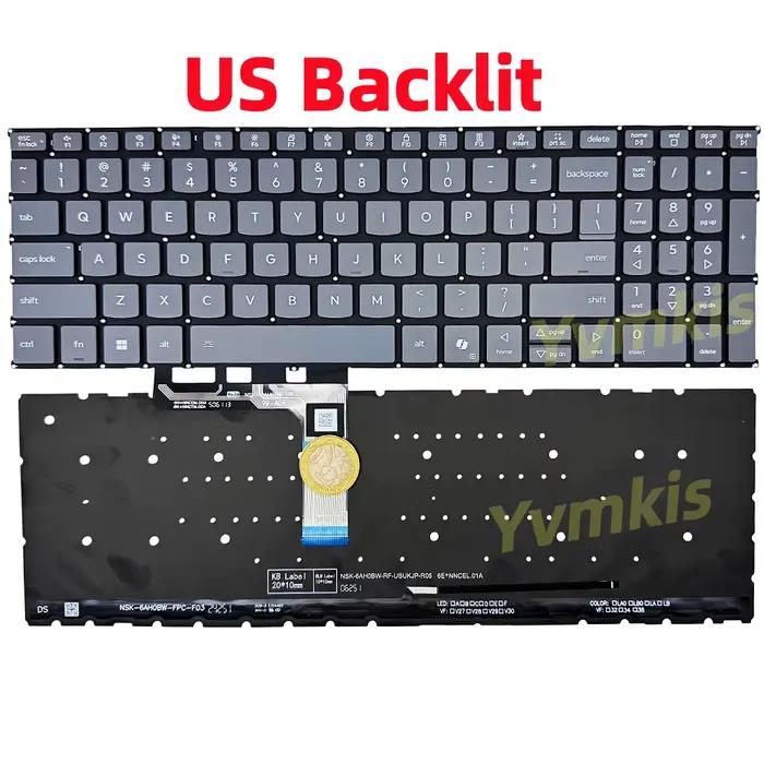 Clavier rétroéclairé US/russe/hébreu pour Lenovo IdeaPad Slim 3 15IRH10 15IRH10R 15AHP10 15ARP10 15IRU10 15Q8X10 83K1 83K7 83KA/KD