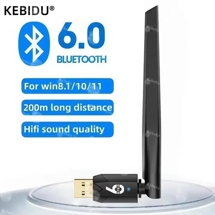 Adaptateur Bluetooth 200M 6.0 Dongle USB pour Souris Clavier Ecouteurs Compatible Windows 7 8.1 10 11 Connectivité Stable à Longue Distance Occasions Professionnelles Jeux