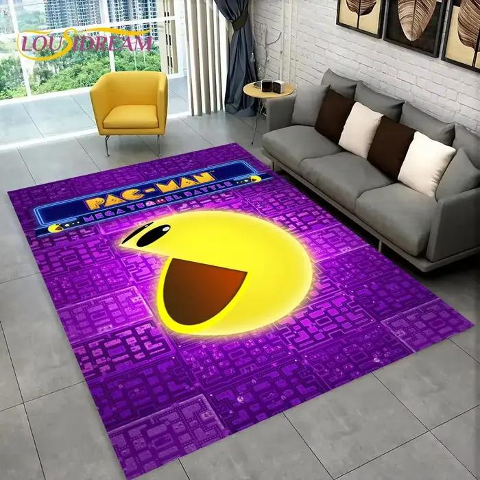 Tapis de jeu Pacman Retro Classics Game Gamer pour la maison, salon, chambre d'enfant, décoratif et antidérapant polyester PVC