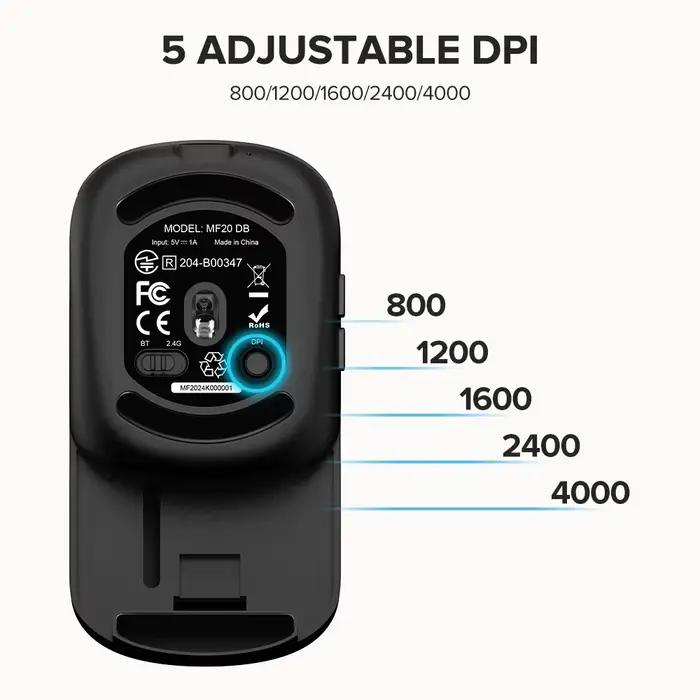 Delux souris pliante de poche sans fil 2.4G Bluetooth5.2 clic silencieux Portable ultra-léger 55g pour MacBook tablette