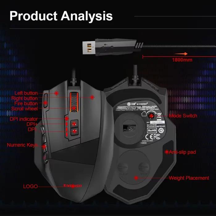 E-YOOSO X-39 USB filaire rvb souris de jeu 24000 DPI SG8960 19 boutons