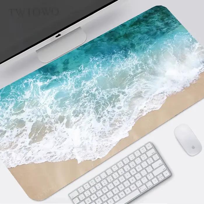Bleu ciel plage tapis de souris jeu XL nouveau personnalisé grand