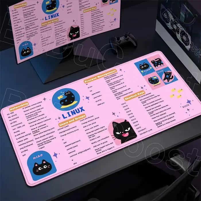 Tapis de souris LINUX XXL avec raccourcis clavier anglais