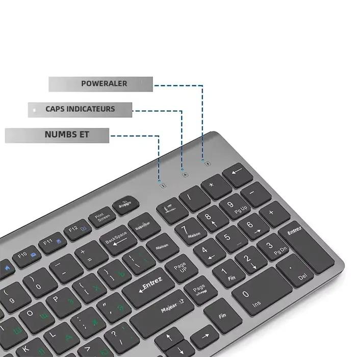 Clavier sans fil portable pleine taille gris USB connexion stable pour ordinateurs portables PC compatible russe US Espagne Italie occasions spéciales