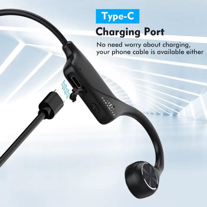 Casque à Conduction osseuse réelle type-c sans fil Bluetooth écouteur étanche Sport