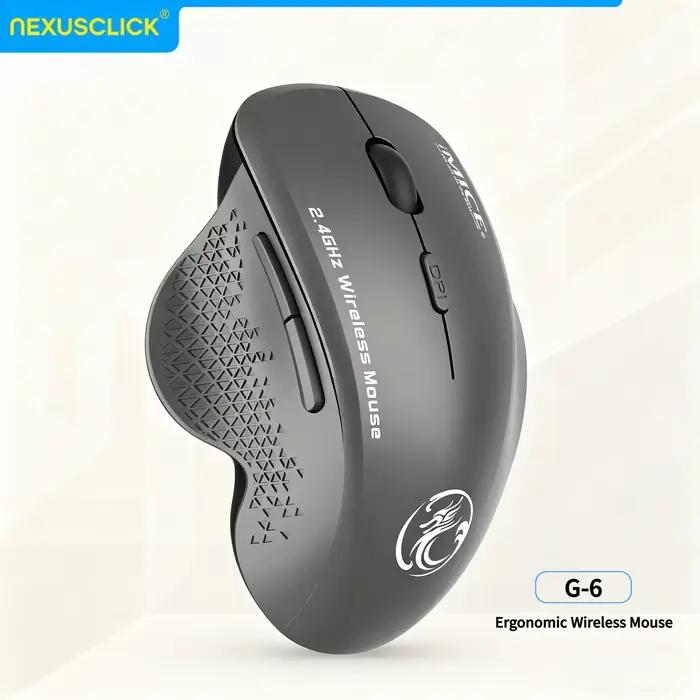 Souris sans fil NexusClick 2.4G 6 boutons DPI ajustables clics silencieux souris ergonomique pour jeux et travail longue durée de vie souris pour ordinateur portable et bureau