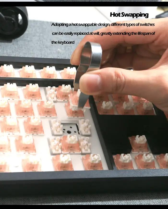 Kit de clavier mécanique de jeu rétro-éclairage rvb échange à chaud Structure de joint rétro-éclairé prise en charge